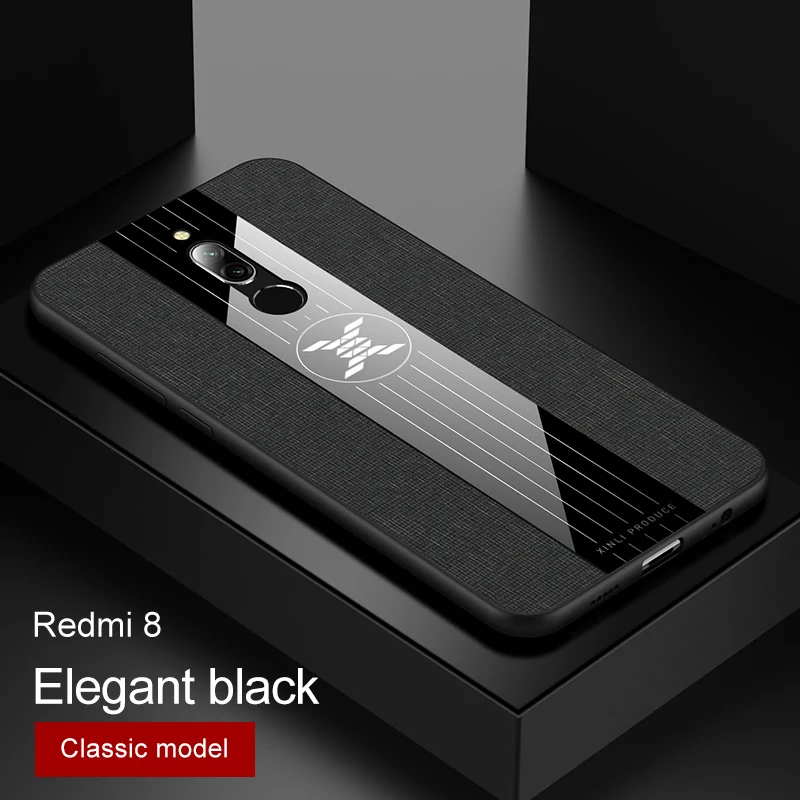Чехол для Xiaomi Redmi 8, Мягкий Силиконовый противоударный бампер для Redmi 8, тканевая задняя крышка для Xiomi, Xiaomi Redmi 8, 8A, чехол для телефона s - Цвет: black