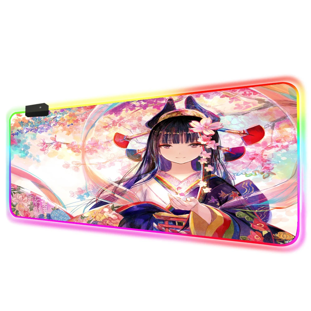 Large Big Breast Girl Gaming Glow Mousepad Anime Rgb Mouse Pad Xxl Computer Mat Led Backlit Mice Desk Carpet Mouse Pads Aliexpress