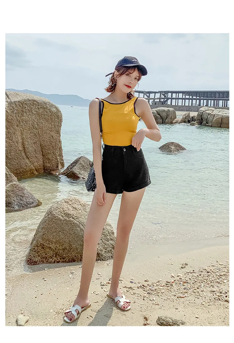 S15# джинсовые шорты для фотосессии, женские,, летние, новые, стильные, корейский стиль, с высокой талией, свободные, стройнящие, для студентов, прямые