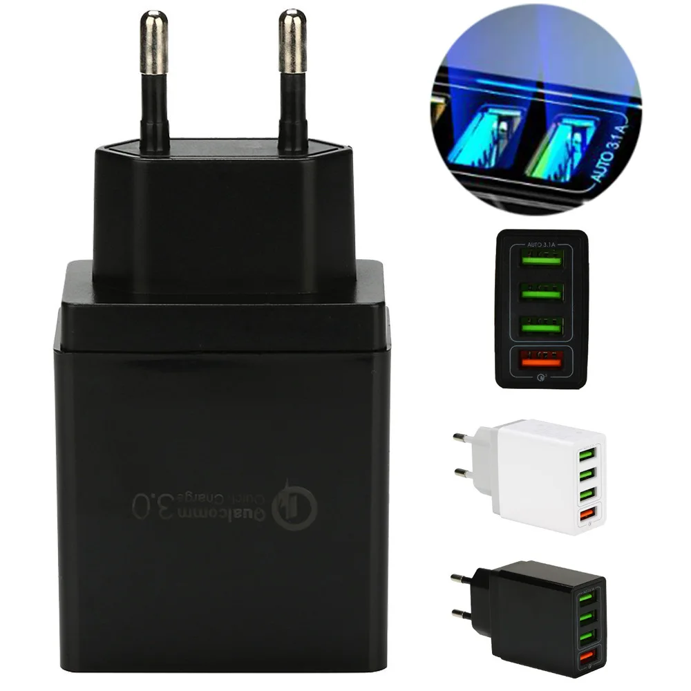 QC3.0 Зарядное устройство USB для мобильного телефона 3.1A 4USB быстрое зарядное устройство для Iphone XR IPad samsung зарядное устройство s дорожный адаптер для настенного зарядного устройства