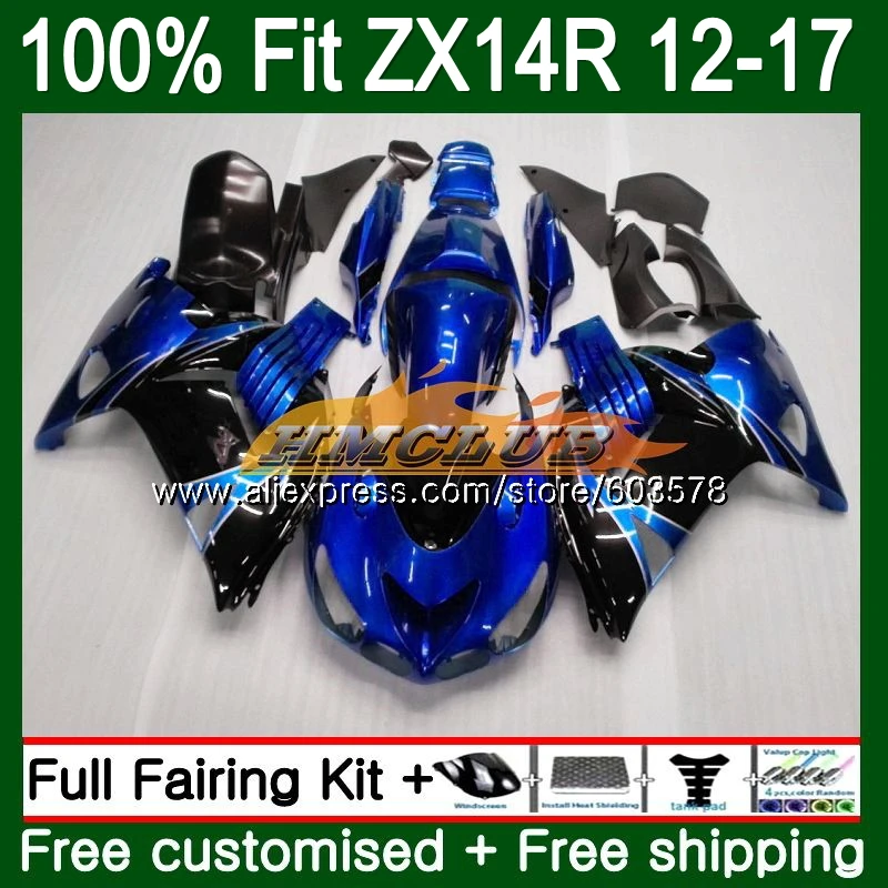 Инъекции для KAWASAKI ZX-14R ZX14R для детей возрастом 12, 13, 14, 15, 16, 17, 115CL. 0 ZZR1400 ZX 14R 2012 2013 обтекатель цвет синий, черный; большие размеры