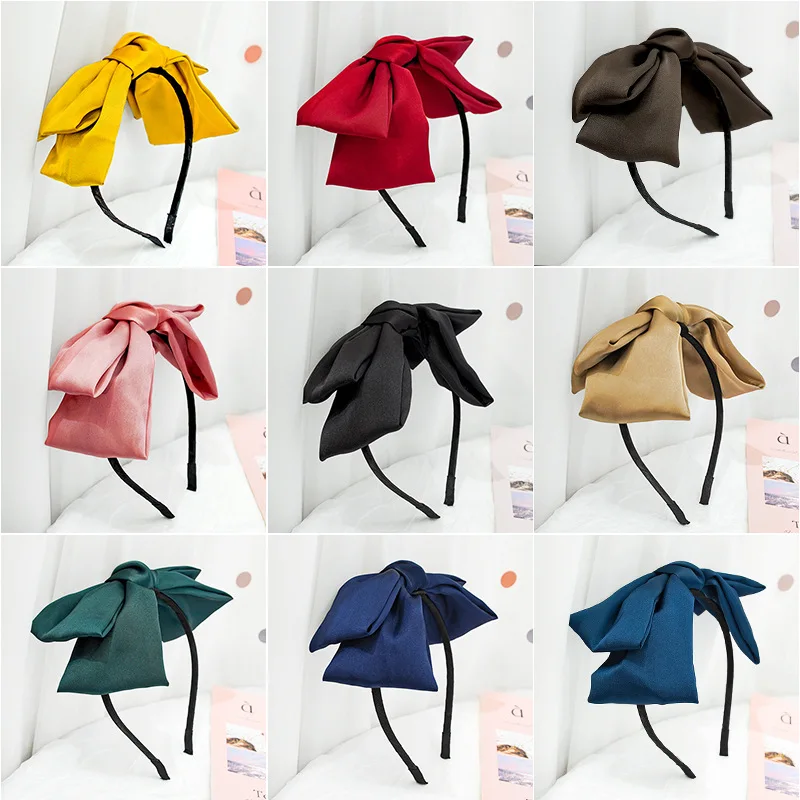 

Korean New Style Big Bow Headband Japanese Simple Girl's Solid Color Headdress Oversized Ins Headband Headband