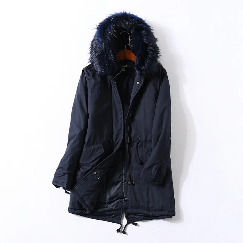 

836jk Fur Collar Hooded Long Sleeve Drawstring plus Velvet Warm Cotton-padded Clothes