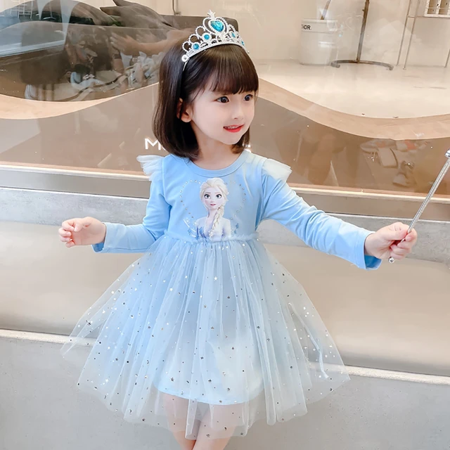 Vestido De Princesa Elsa Frozen, Vestido De Verão Para Crianças - Vestidos  Casuais Para Meninas - AliExpress