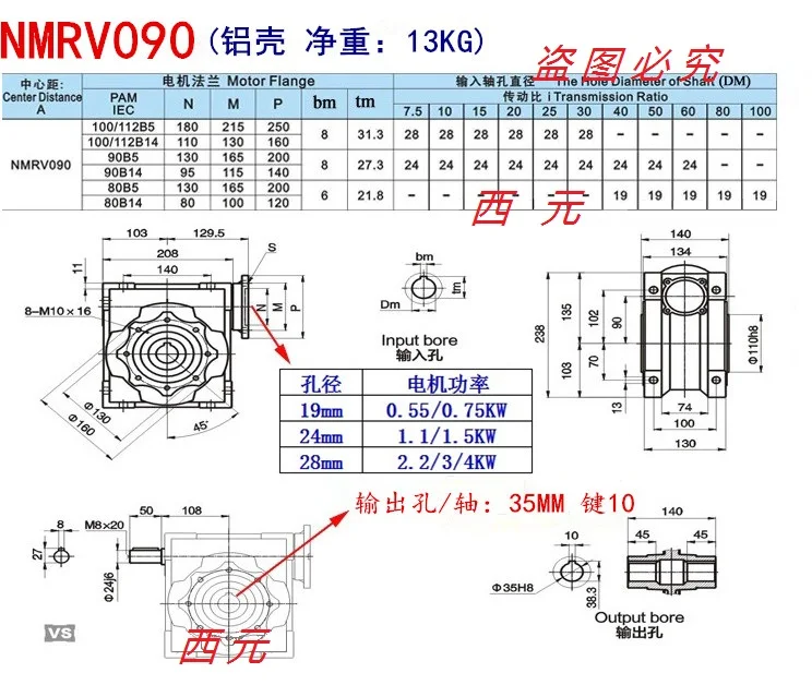 NMRV турбо редуктор 25 30 40 50 63 75 90 110 редуктор круглый фланец небольшая коробка передач