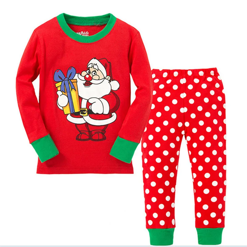 TZ7146 Santa Детский пижамный комплект; Пижама для мальчиков с Микки Маусом; Рождественская Пижама для маленьких мальчиков; детские пижамы; домашние наборы для малышей; одежда для сна - Цвет: TZ7146 Santa