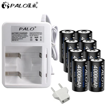 

PALO Smart Quick AAA AA Charger LED display Battery Charger for AA AAA C D Rechargeable battery+8pcs 4000mah C Size Batteries