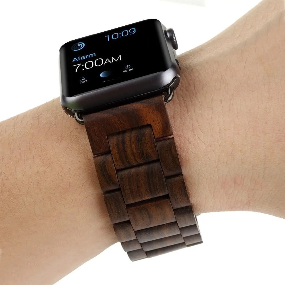 Деревянный браслет для Apple watch 5 4 ремешок высокого качества из цельного дерева ремешок для часов iWatch 3 2 1 ремешок 38 мм 42 мм петля аксессуары