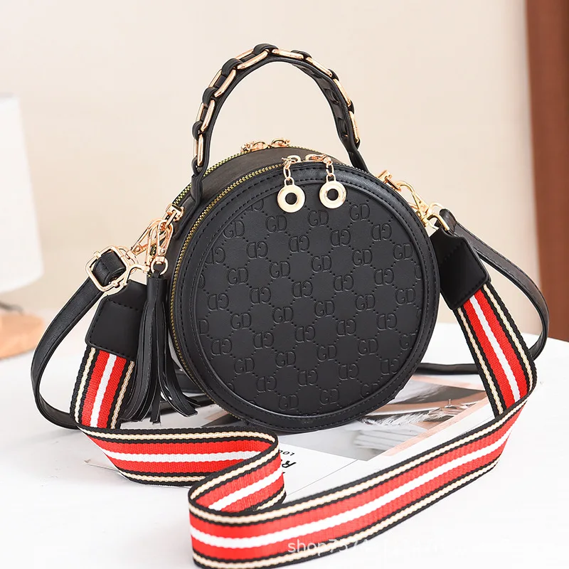 

New Style 2019 Korean-style Versatile Circle Shoulder Bag France Non-mainstream Western Style Small round Bag Fashion Shoulder H