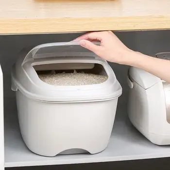 

10KG Household Flip Multi-function Rice Cylinder Insect-proof Meter Moisture-proof Rice Barrel Plastic Barrel Kitchen Stora P3P4