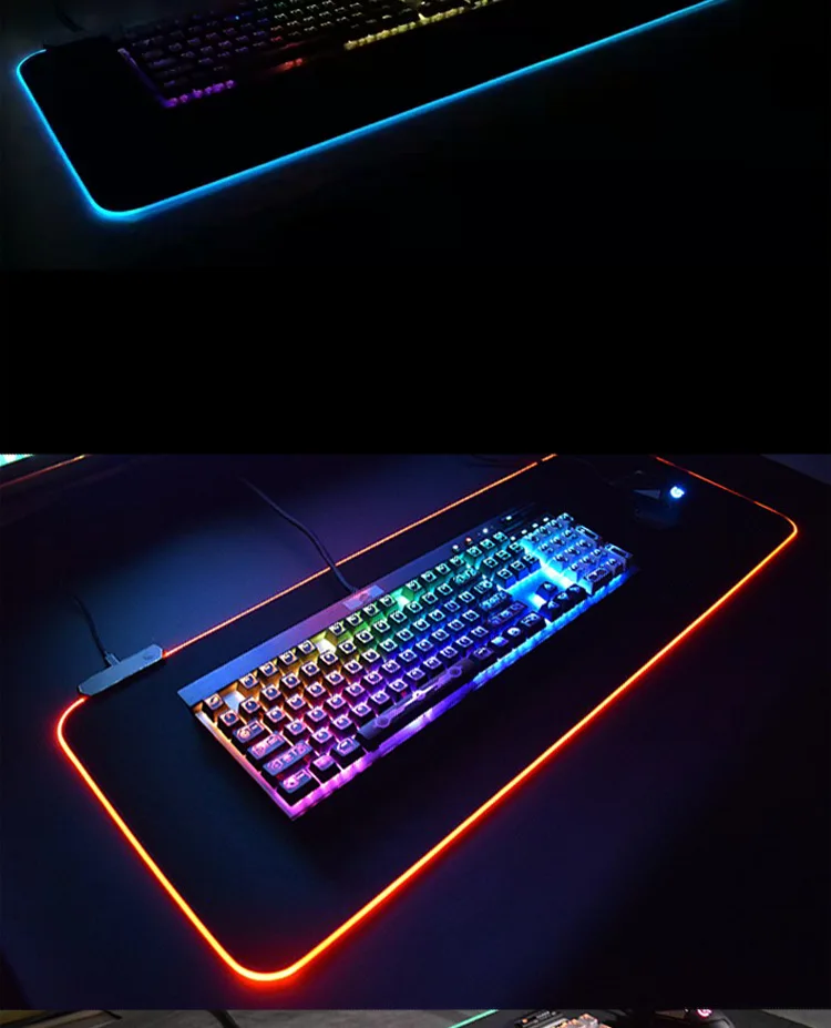 Большой размер игровой коврик для мыши Rgb пользовательский светодиодный коврик с цветным освещением натуральный каучук нескользящий Стильный коврик для клавиатуры пейзаж Звезда Луна летучая мышь 4