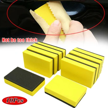

10PCSYellow + Black EVA Car Waxing Soft Polishing Foam Sponge Pads Polisher Cleaning Detailing Tool