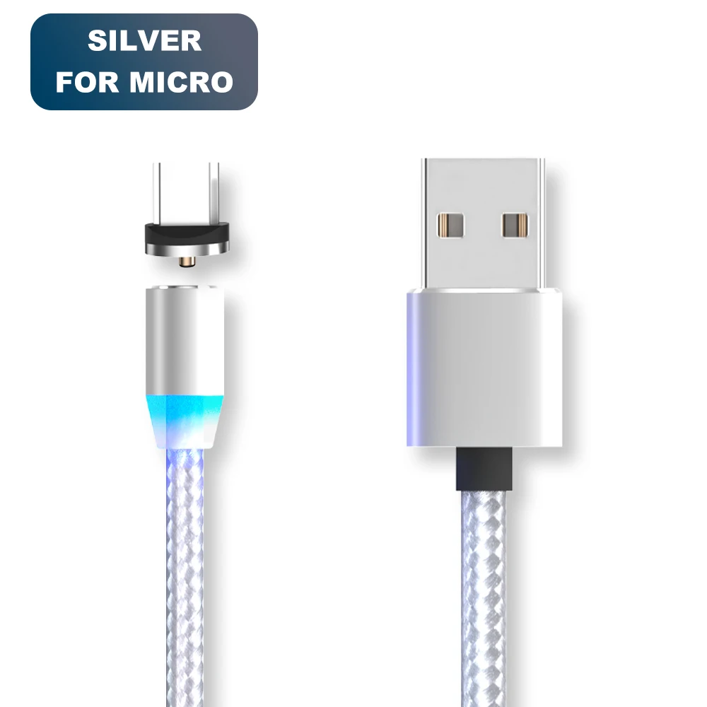 Silver for Android Vanniso Быстрый миниатюрный usb-порт зарядка 5А Магнитный кабель Магнит usb type C кабели для Samsung провода мобильного телефона Быстрая зарядка шнур данных - Цвет: Silver for Android