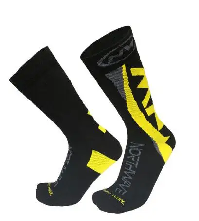 Цвет: желтый Unisex Autumn and Winter Thicken Warm Bike Socks Outdoor Sports Ski Cycling Socks - Цвет: Цвет: желтый