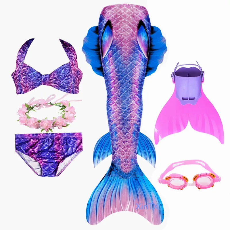 Детский купальный костюм Ариэль с хвостом русалки моноласт для девочек косплея