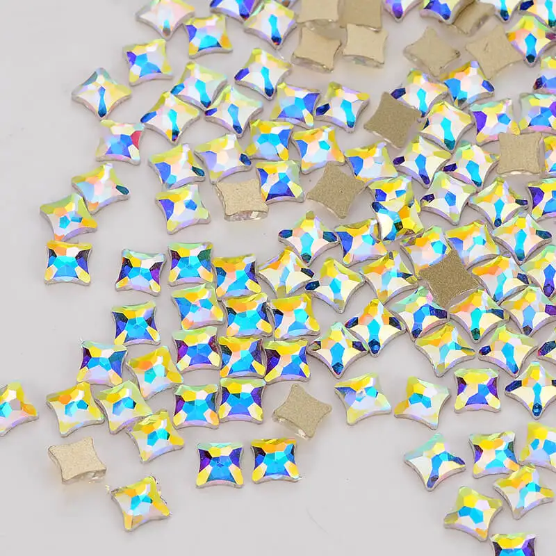 30pcs Golden Back AB Color Flatbacks No-Hotfix Rhinestones CRYSTAL Nail Art Crystal Flat Back Rhinestones For Nails - Цвет: Darts-6mm