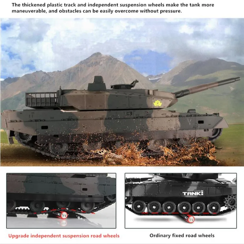 40CM Type 10 Main Battle Remote Control Tank 330 Degree Turret Rotation Independent Suspension Shock 40Mins Life RC Tank Model 3