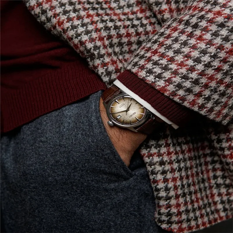 One Piece Houndstooth Men Suits Wool Fashion Made Lapel Business Jacket