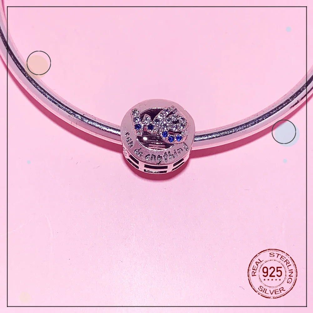 

925 Sterling Silver Oval Shine WE Charm Bead Charm Fitting Original Charm Bracelet Pendant Ladies Fashion DIY Jewelry