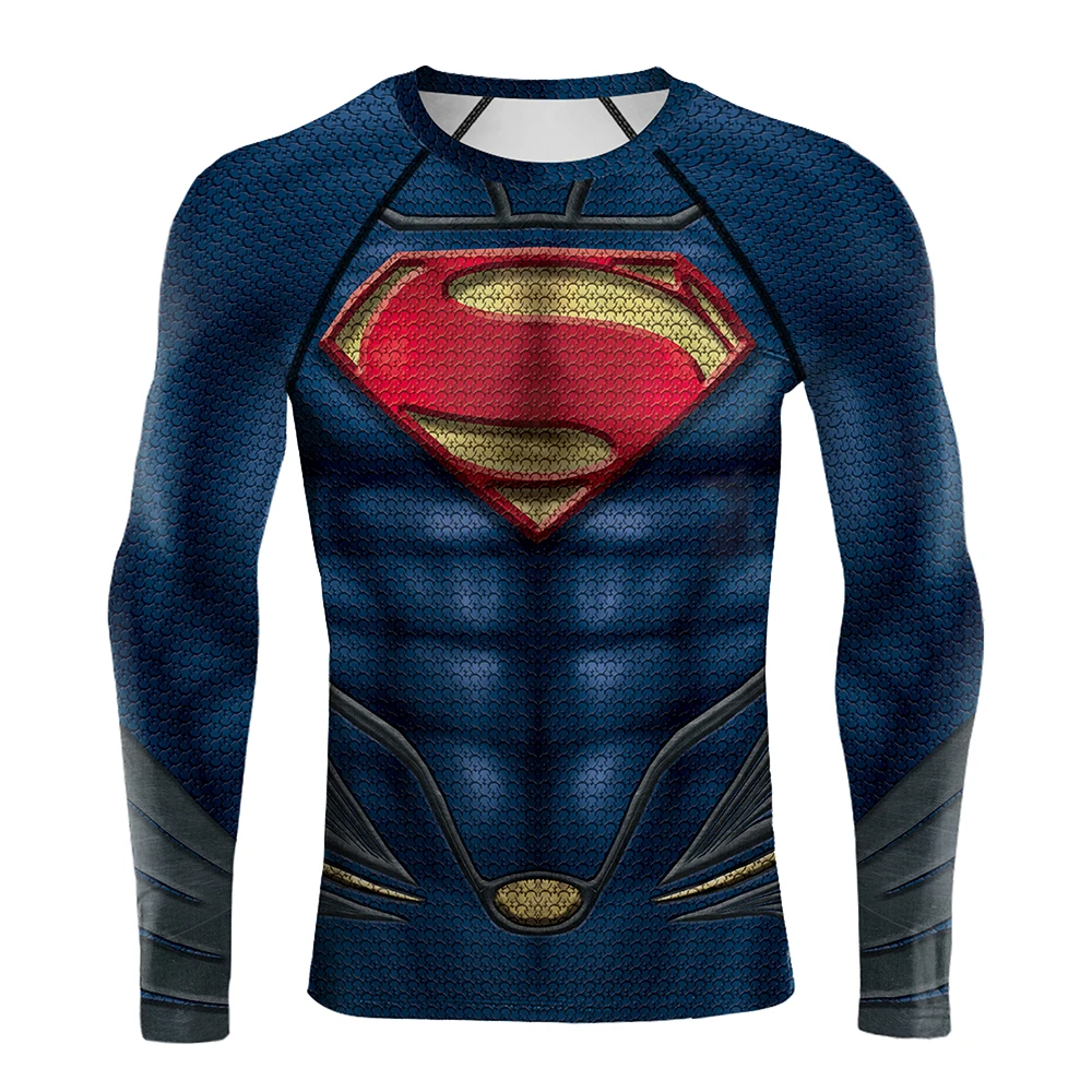 long sleeve VIP модные 3D футболки для мужчин Фитнес рубашка Косплей супер мужчины реглан с длинным рукавом Европейский карнавал супергерой топы тройники - Цвет: long sleeve