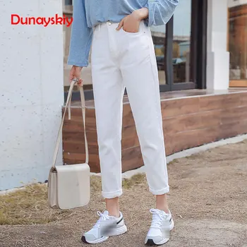 

Cotton White Jeans Woman High Waist Skinny Jeans Woman Plus Size Mom Jeans Black 2020 Spring New Beige Blue Hot Sale