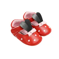2018 обувь для маленьких девочек; обувь для новорожденных с милыми заячьими ушками; Милая обувь принцессы из искусственной кожи; детская