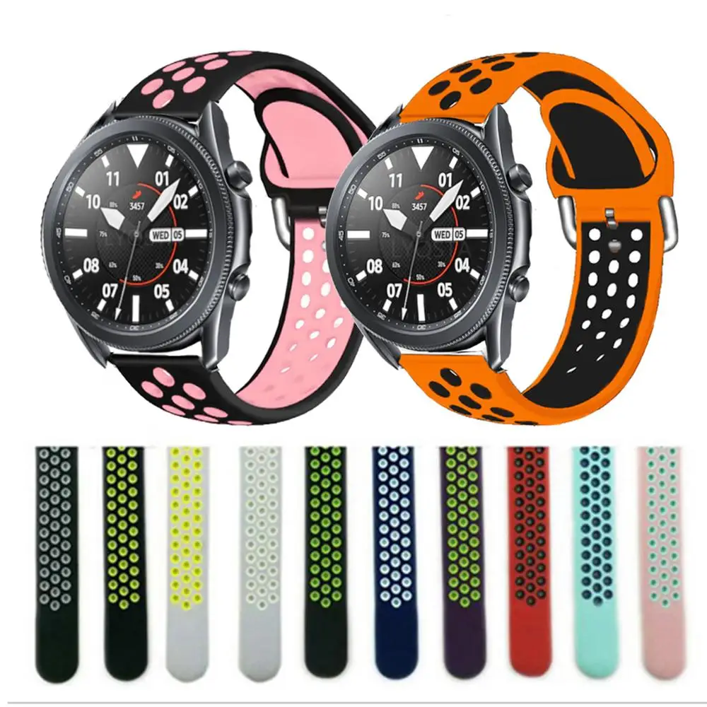 Ремешок силиконовый для Samsung Galaxy Watch 3 41 45 мм спортивный браслет Gear S3/S2 Huawei gt2e/2 2e 42 46