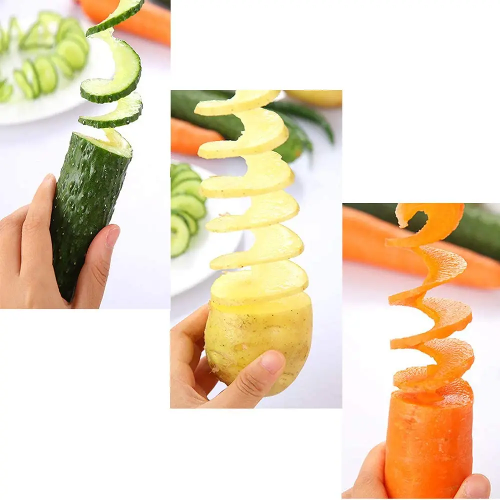 Potato Slicing Knife Skewers Grill Manual Rotating Potato Tower Spiral Vegetable grater Kitchen Supplies
