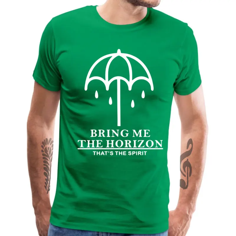 Футболка мужская с надписью BRING ME THE HORIZON модная тенниска круглым вырезом майка из