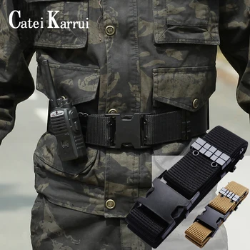 

Catei Karrui hot men military Tactical Belt Military Nylon Rigger Webbing Waist Belt Quick-Release Buckle, Men's Work Belt