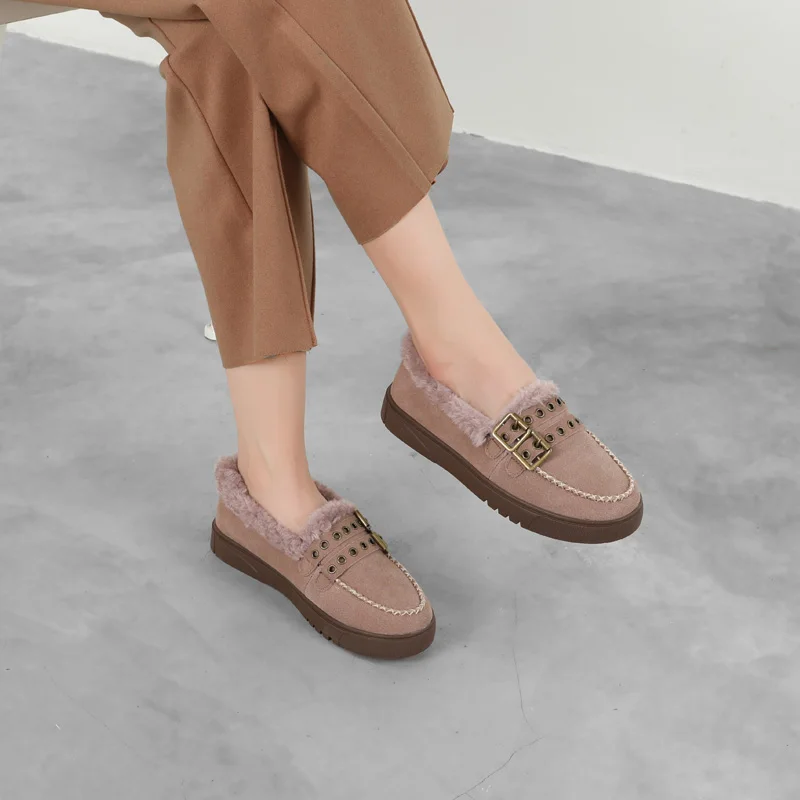 Malemonkey/Size35-40; зимняя теплая и утолщенная модная женская обувь на плоской подошве; слипоны