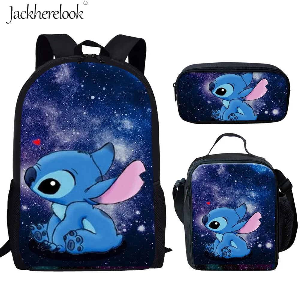 

Jackherelook 3Pcs/set Galaxy Stitch Printing School Backpack Child Kid's Daily Schoolbag Primary/High Student Book Bags Mochila
