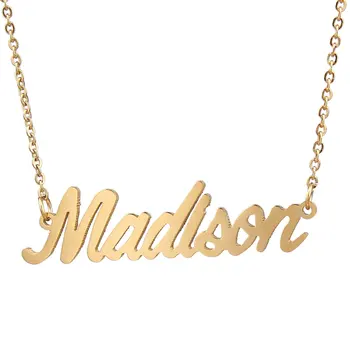 

Gold Color Personalized Letter Stainless Steel Necklace Pendant Name Necklaces Custom Collares Mujer AAA Quality