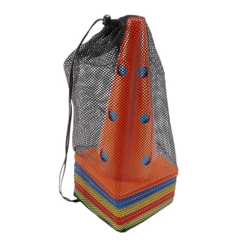 

12 Inch Color Perforated Plastic Cone 10 Pack Set - Football, Football, Basketball, Agile Drill Training Venue Mark with Storage