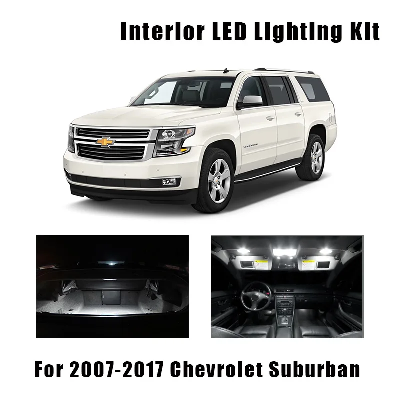 6Pcs White LED Interior Lights Package Kit For Chevrolet Suburban/Tahoe 2007-up 6Pcs White LED Interior Lights Package Kit For Chevrolet Suburban/Tahoe 2007-up