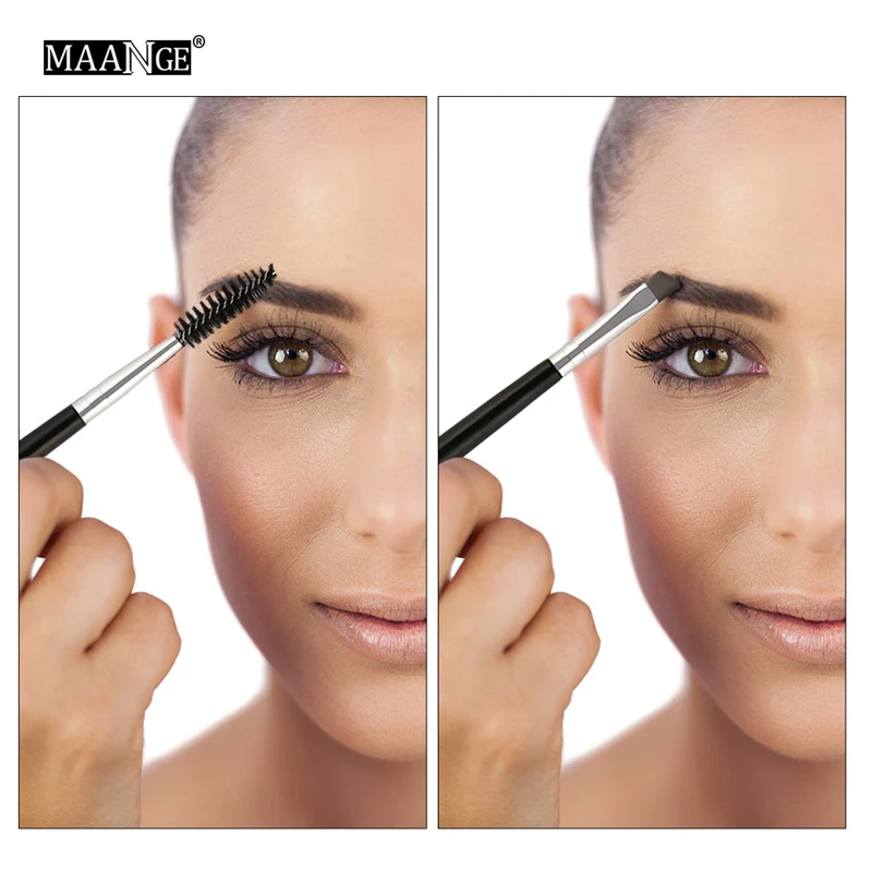 7 цветов кисти для макияжа Duo Brow кисти для макияжа с деревянной ручкой двухсторонние плоские Угловые кисти для бровей pinceaux maquillage