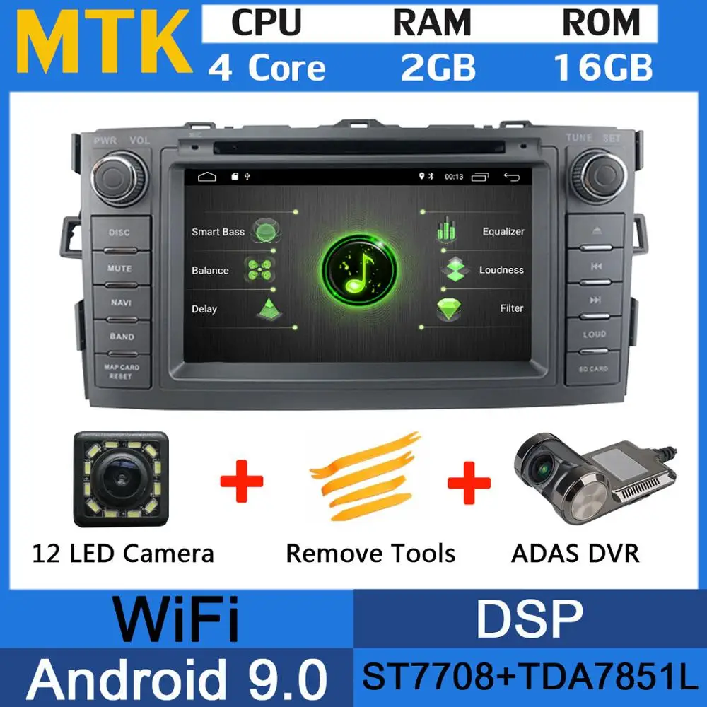 Android 9,0 Восьмиядерный 4 Гб ram 5 USB порт Автомобильный dvd-плеер для Toyota Auris 2008 2009 2010 2011 2012 автомобильный Радио gps Мультимедиа DSP - Цвет: MTK-ADAS