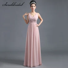 Elegant Blush Bridesmaid Dresses Chiffon Long Women High Waist Pleated A Line Sleeveless Wedding Party Prom Gown Vestido SD293