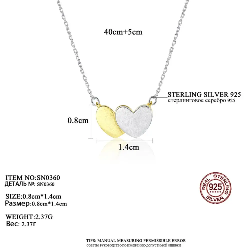 Gem&Time 925 пробы Серебряное ожерелье вечности с двойным сердцем и подвеской для женщин, колье-чокер для лучших друзей SN0360