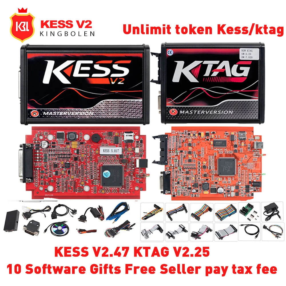 KESS V2 V2.47 V5.017 ЕС красный OBD2 менеджер Тюнинг Комплект KTAG V2.25 V7.020 4 светодиодный мастер Kessv2 светодиодный рамка фонового режима отладки K-TAG
