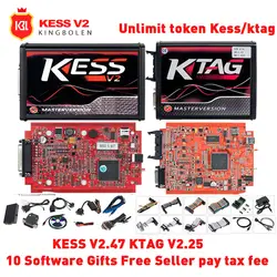 KESS V2 V2.47 V5.017 ЕС красный OBD2 менеджер Тюнинг Комплект KTAG V2.25 V7.020 4 светодиодный мастер Kessv2 светодиодный рамка фонового режима отладки K-TAG