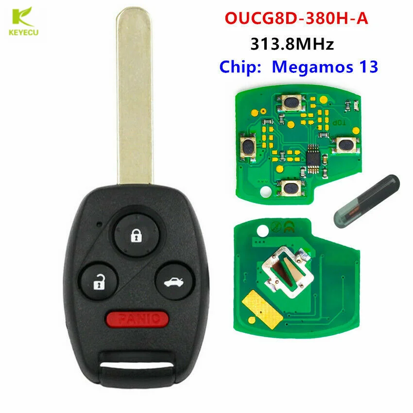 Télécommande De Voiture 3 + 1 Boutons Pour Honda Accord 2003 2007 Oucg8d 380h A