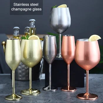 

Stainless Steel Champagne Cup Wine Glass Cocktail Glass Metal Wine Glass Bar Restaurant Goblet @LS