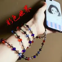 Прочный Потяните постоянно Кристалл бисером ремешок для телефона на шею бусины ремешок для ключей сотового телефона цепочка ID пропуск карты Keychian ремни