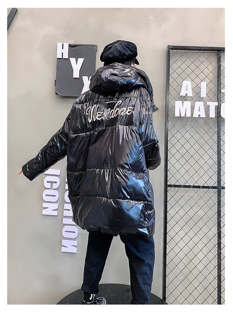 Зимняя парка, пальто, глянцевая куртка, женские пуховики, хлопковые куртки, длинные с капюшоном, утолщенные патч дизайн, модные свободные Chaqueta Mujer