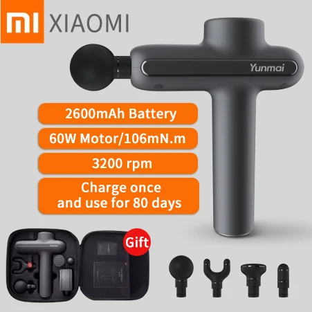 Xiaomi Yunmai Массажная фасция пистолет Pro Basic Li on перезаряжаемый 3 файла регулировка