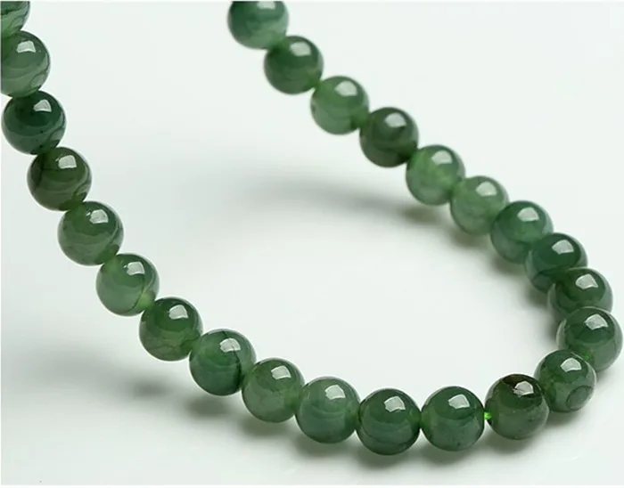 Natural a-cargo jade necklace ice seed oil green ball lady jade bracelet 5mm jade Buddha beads
