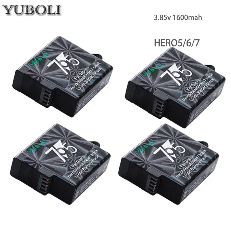 4battery 4 x Gopro hero 5 батарея Gopro5 батареи+ 3 много зарядное устройство для GoPro GO PRO hero 5 hero 5 6 7 hero 6 hero 7 черный аксессуары для камеры - Цвет: 4battery