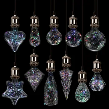 

Colorful copper wire lamp with new LED bulbs and colorful flashing RGB bar restaurant decorative lights