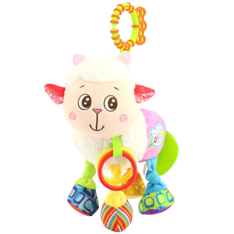 lamb Детские игрушки 0-12 месяцев плюшевые с милыми животными мягкие и музыкальные погремушки для младенца кровать колокольчик вращающийся колокольчик ветра развивающие игрушки - Цвет: lamb
